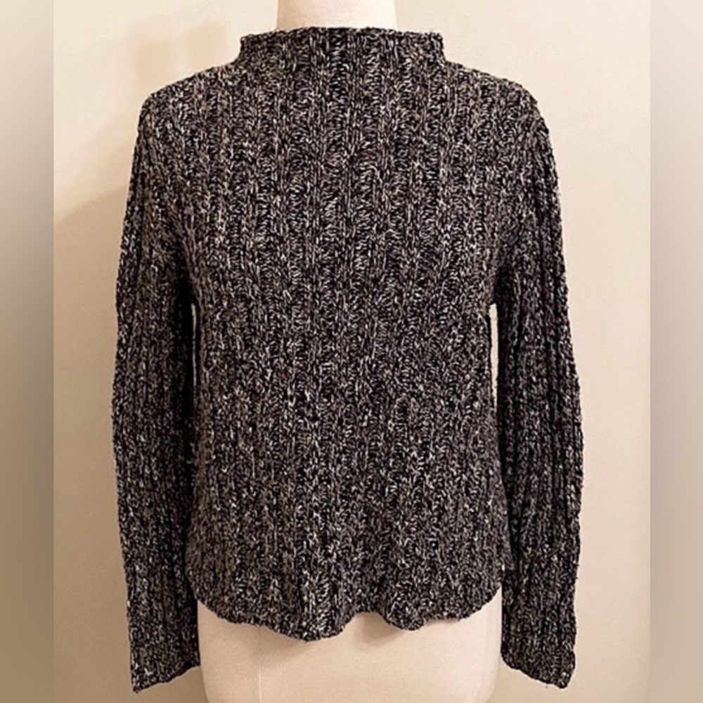 Jones New York Sport Petite Black Heather MP Cottagecore Academia Knit Sweater